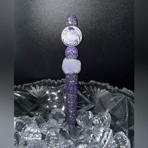 Purple Glitter Pen with Charm bling pen homemade. Eeyore new